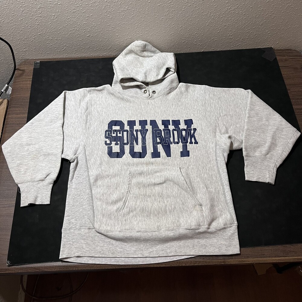 Champion Reverse Weave Stony Brook 1980s NYU Skunk Works Pullover Vintage Hoodie
